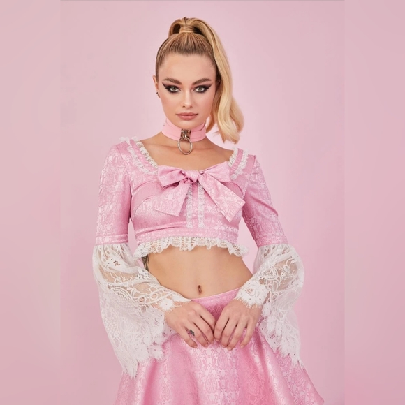 Sugar Thrillz: Princess Perfection Tapestry Lace Trim Top Size XS NWT Dolls Kill - Picture 13 of 16